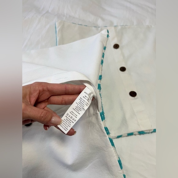 West Elm | Set 2 | Crewel Turquoise Blue White Patterned Pillow Covers 17” X 17” - Picture 3 of 7